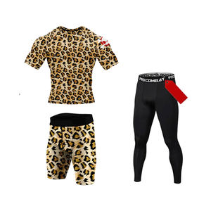 Conjuntos Deportivos de Compresión de Secado Rápido para Hombre, para Artes Marciales Mixtas (MMA), Gimnasio, Chándales, Poliéster/Algodón, Estampados por Sublimación - Product Image 1