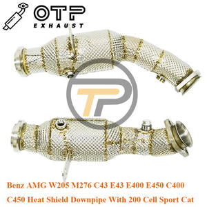 Twin Tur Bo แผ่นกันความร้อนพร้อม M276 Cell Sport Cat,ท่อไอเสีย OTP สำหรับ Mercedes-Ben * AMG 205 W213 C43 E43 E400 E450 C400 C450 200 - Product Image 5