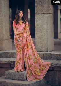 คอลเล็กชั่นส่าหรีดั้งเดิมของเฮฟวี่ Georgette Saree,คอลเล็กชั่นภาพดิจิตอลชุดแต่งงานผ้าส่าหรีตะวันตกสำหรับผู้หญิงและเด็กผู้หญิง - Product Image 5