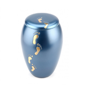 Urne funéraire en métal faite à la main avec pied gravure fournitures funéraires produit - Product Image 1