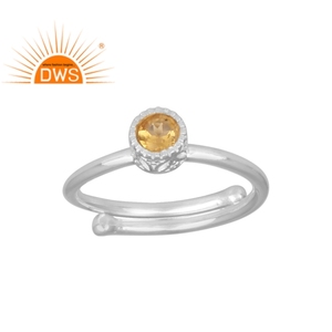 Round Cut Citrine Gemstone Bezel <b>Set</b> <b>Ring</b> Fine 925 Sterling <b>Silver</b> Handmade <b>Ring</b> Jewelry Manufacturer - Product Image 1