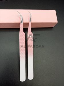 Pinzas para Extensión de Pestañas AL FARDAN de Acero Inoxidable Duradero, Color Rosa Bebé, con Logotipo Personalizado, 45 y 90 Grados, Punta Puntiaguda para Volumen de Pestañas - Product Image 6