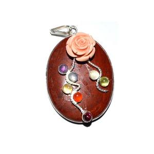 Pendentif Chakra ovale en jaspe rouge Bijoux en pierre Chakra de guérison - Product Image 1