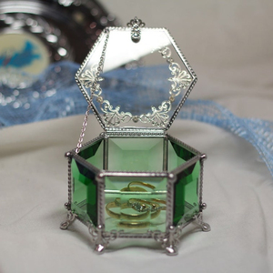 Wedding <b>ring</b> <b>box</b>, Hexagon Jewelry <b>Box</b>, Green Glass <b>Box</b>, Engagement <b>Ring</b> <b>Box</b> - Product Image 1
