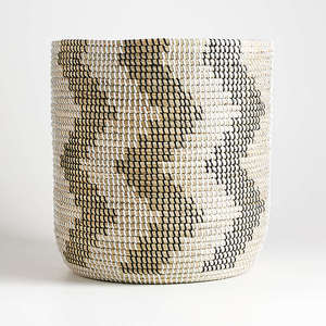 Panier de rangement moderne en jonc de mer écologique, cordes en plastique recyclé, design multifonctionnel pour la décoration de la maison, le rangement du linge - Product Image 1