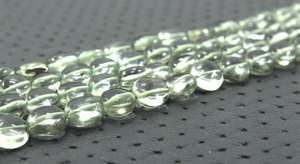 Pierres précieuses d'améthyste verte longue 10 pouces, perles lisses en forme de pièce de monnaie, fabrication de bijoux, collier de bricolage - Product Image 2