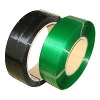 Rouleaux de sangles multi-brins durables et écologiques en PET/Polyester, épaisseur 0,5-1,5 mm, vert/noir, pour emballage manuel, usage moyen à lourd, pour pavés