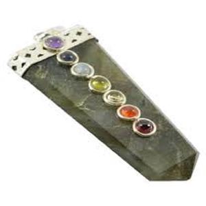 คริสตัลธรรมชาติที่สวยงาม Labrodrite แบนจักระจี้คริสตัลพลอยจี้ดินสอจี้เสน่ห์สำหรับสร้อยคอ - Product Image 4