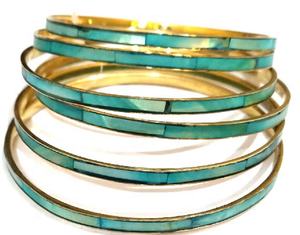 Wholesale Shell <b>Bangles</b> Bracelets Gift Sets Copper Brass Alloy with Pearl Diamond Stones <b>Glass</b> Crafts Holiday Home Decoration - Product Image 3