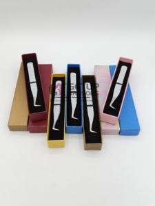 Pince à épiler professionnelle d'extension de cils de meilleur volume de revêtement de poudre gris clair avec des Instruments de beauté en acier inoxydable à pointe argentée - Product Image 2