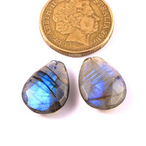 หินลาบราดอไรต์ธรรมชาติลูกแพร์ Briolette,อัญมณีทรงหลวมขนาด20X15มม. สำหรับทำเครื่องประดับ - Product Image 3