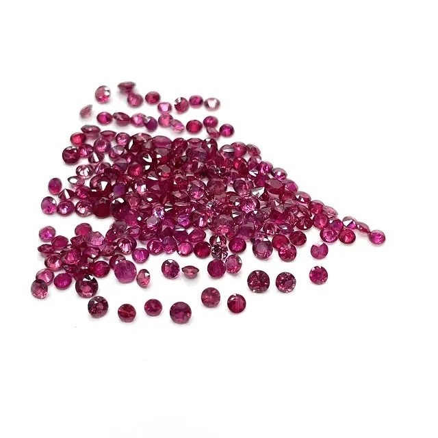 1-2mm Rubis Birmanie couleur rouge ronde pierres précieuses en vrac qualité commerciale au meilleur prix pour l'acheteur en gros