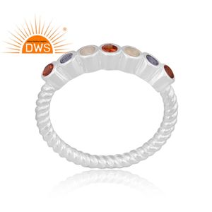 โกเมนธรรมชาติเงินสเตอร์ลิงชั้นดีแหวนซ้อนพลอยโอปอลโอปอลจาก iolite และเอธิโอเปียสำหรับผู้หญิง - Product Image 3