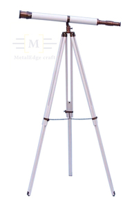 ขาตั้งกล้องโทรทรรศน์ตั้งโต๊ะขนาด39นิ้ว,ขาตั้งกล้องโทรทรรศน์กาลิเลโอสีขาวทองแดงโบราณผลิตจากหนังสีขาว - Product Image 5