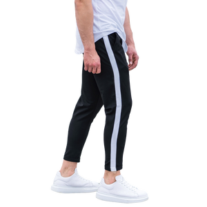 Joggers de rayas para hombre, pantalones informales negros, tela 100% algodón con opción de corte holgado, tendencia al por mayor de alta calidad, 2023 - Product Image 1