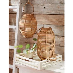 Lot de 2 bougies vietnamiennes lanterne en rotin naturel vente en gros lanterne en rotin pendentif nouveau design lanternes de remise Boho - Product Image 3