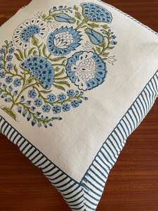 Funda de algodón con estampado de bloque de mano, cubierta de cojín cuadrada de lino, 40X40CM - Product Image 4