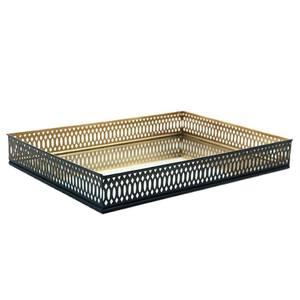 New Design Hot Sale Green Gold Color Iron and Glass <b>Rectangular</b> <b>Large</b> <b>Mirror</b> Metal Tray for Tableware - Product Image 1