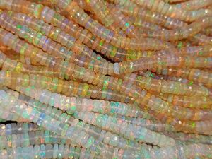 Perles à facettes en forme de pneu en opale éthiopienne naturelle - Product Image 3