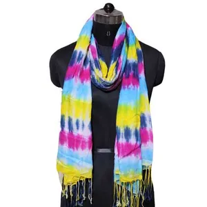 Multi Color Tie Dye Scarf Cotton Rayon Scarfs for Women Summer Girls Fashion Scarves Beach Wrap and Casual Wear