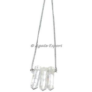 Meilleures ventes Collier à pointe de crayon en cristal de quartz avec accents dorés Bijoux de mode en perles et pierres précieuses - Product Image 1