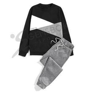 Conjunto de chándal con capucha informal para mujer, sudadera con gráfico de letras de patrón sólido y pantalones de chándal con cintura con cordón, venta al por mayor - Product Image 1