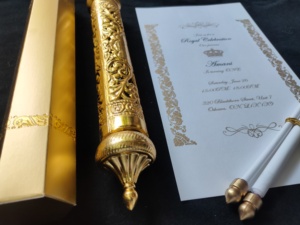 Vacío rollo tubos láser grabado en oro antiguo adecuado para desplazamiento invitaciones - Product Image 6