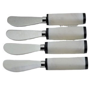 เรซินอเนกประสงค์และที่จับหินหินอ่อนสีขาวและสเตนเลสสตีลพร้อมชุดเนยชุบเงิน4ชิ้น - Product Image 1