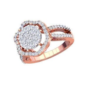 Anillo de Boda con Diamantes Redondos de 1.00 Quilates, 100% Naturales, para Mujer, en Oro Rosa de 14K | Anillo de Compromiso con Incrustaciones de Diamantes Halo, Joyería Fina - Product Image 1