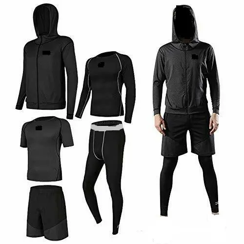 5 Piece Workout Clothing Male Fitness Wear, Gym Wear, Men Running Clothing Gym Sports Quick Dry Fitness Yoga Wear Sportswear