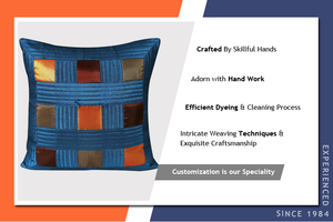 Cojín Decorativo de Terciopelo con Patrón Geométrico Cuadrado, Estilo Bohemio, Acolchado, en Azul, Naranja y Marrón, al Mejor Precio - Product Image 3