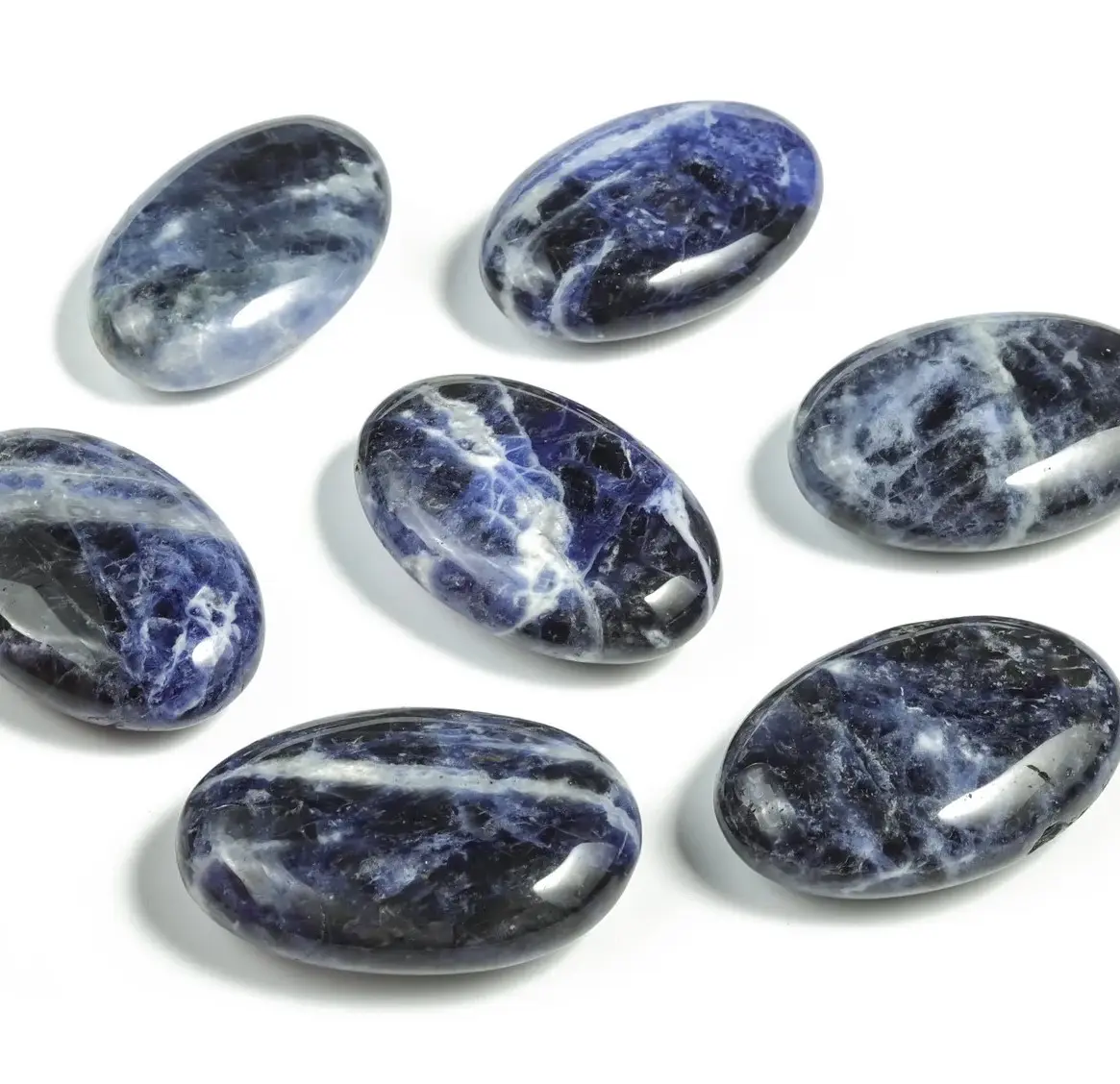 Bella PALMSTONE di SODALITE naturale realizzata a mano per massaggio e guarigione massaggio di SODALITE pietra di SODALITE palma per guarigione REIKI