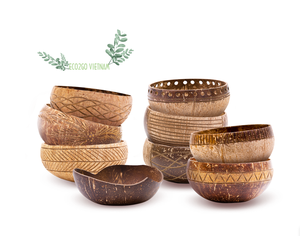Cuenco de coco artesanal 100% Natural, carcasa pequeña grabada hecha a mano en Vietnam con alta calidad y buen precio - Product Image 4