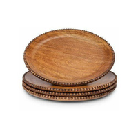 Nouvelle assiette de service en bois d'acacia couleur naturelle Restaurant & Home décor de table assiette de chargeur en bois pour vaisselle basse