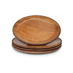 Nouvelle assiette de service en bois d'acacia couleur naturelle Restaurant & Home décor de table assiette de chargeur en bois pour vaisselle basse - Product Image 1