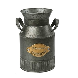 Vente en gros, boîte de lait de couleur noire, forme ronde, comptoir, petit Pot de fleur, qualité supérieure, vase de fleurs de Table centrale galvanisé - Product Image 1