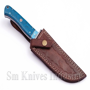 Couteau de chasse de damas, fait à la main, avec espaceur de pierre turquoise et manche de feuille de résine (Smk1349), nouveau - Product Image 5