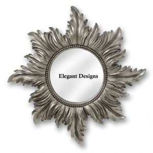 Excellente qualité Designer indien maison miroir mural décoratif forme ronde métal élégant miroir en gros - Product Image 2