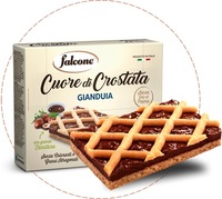 Crostata traditionnelle italienne Falcone au chocolat et aux noisettes, pâtisserie à la crème, 240g (4x 60g), certifiée HACCP ISO, casher
