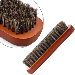 Stocked wooden shoe brush with soft horse bristle for shoe cleaning
