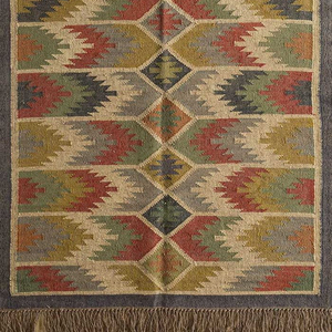 พรมขนสัตว์ถักนิตติมทรงพื้นที่สีแดงขาวลายเรขาคณิตสำหรับตกแต่งบ้านห้องรับแขกห้องรับประทานอาหารผู้ชาย - Product Image 1