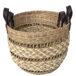 Cesta de Almacenamiento Decorativa Hecha a Mano con Hierba Marina Natural Ecológica, Artesanía de Vietnam para Marca - Product Image 1