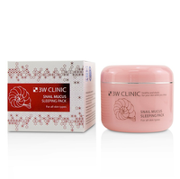 Mascarilla Facial Nocturna Coreana 3W CLINIC SNAIL MUCUS SLEEPING PACK, Crema con Ácido Hialurónico Cristalizado, Nutritiva, Iluminadora y Aclarante