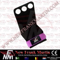 NFM Gants d'entraînement de fitness à trois doigts avec logo personnalisé en cuir de vachette véritable, haltérophilie, Crossfit WOD paume, protection des mains