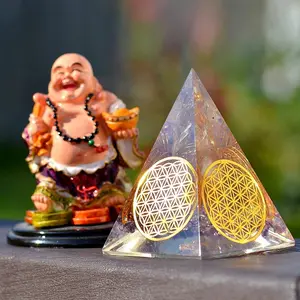 Produk energi kristal penjualan terbaik batu akik alami orgone bunga asli simbol kehidupan piramida ortonit untuk meditasi