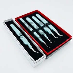 แหนบขนตาโลโก้ขนมิงค์แหนบสีน้ำเงินแหนบเงินด้ามจับเพชรทนทานบรรจุสแตนเลส - Product Image 6