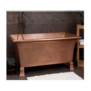 Baignoire au design admirable en cuivre Baignoire de forme rectangulaire faite à la main pour accessoires de salle de bain - Product Image 6