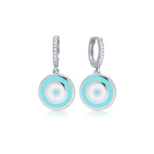 Abalorio esmaltado a la moda, Diseño Artesanal turco, pendientes colgantes de Plata de Ley 925, joyería - Product Image 4