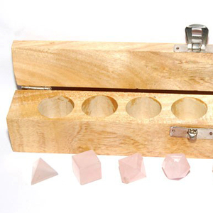 Grossiste en quartz rose, ensemble de 7 formes géométriques platoniques sacrées |   Fournisseur de sets de géométrie sacrée des 7 polyèdres en quartz rose - Product Image 1