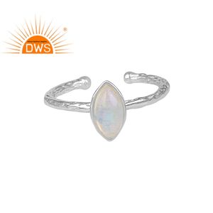 Natural Pear Cut Ethiopian <b>Opal</b> Gemstone <b>Ring</b> Supplier Hand hammered Fine 925 <b>Silver</b> <b>Ring</b> Jewelry Manufacturer - Product Image 1